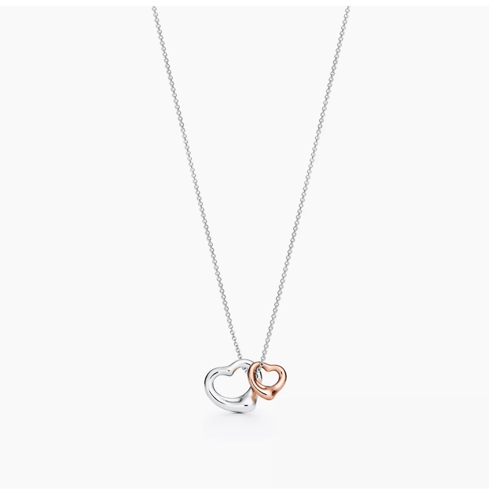Authentic Tiffany & Co. Elsa Peretti Open Heart Rose Gold Pendant EXTENDED